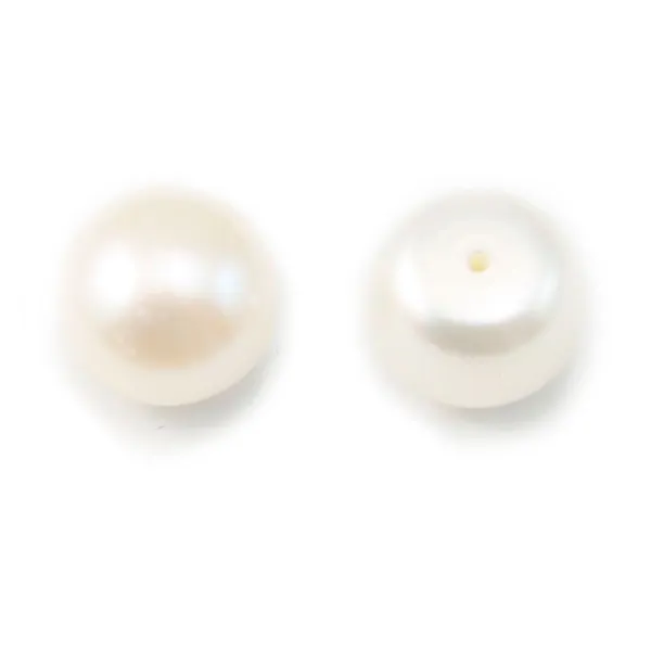 Pearl freshwater white round plat 11-12mm  demi tron 1.0mm  x 1pc