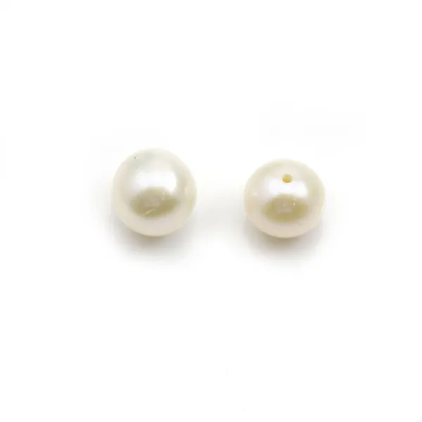 Perle de culture d'eau douce, semi-percée, blanche, ronde, 6-6.5mm x 1pc
