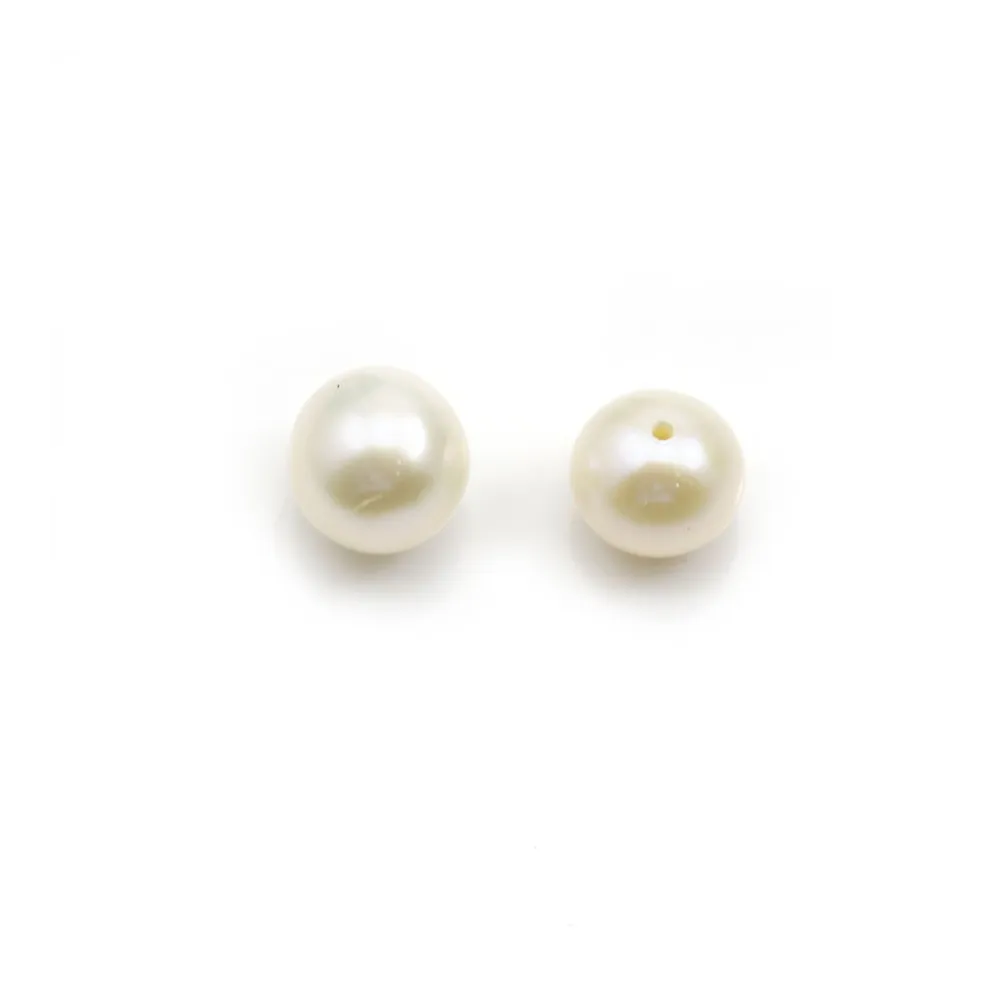 Perle de culture d'eau douce, semi-percée, blanche, ronde, 6-6.5mm x 1pc