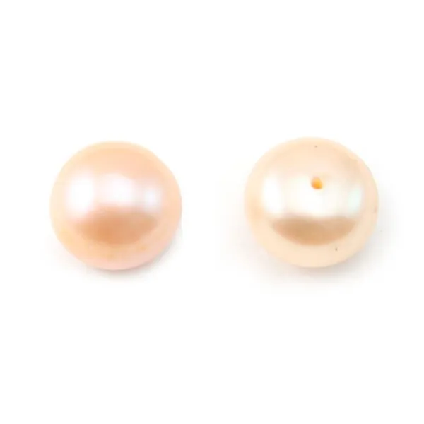 Pérolas cultivadas em água doce, semi-perfurado, salmão, botão, 8-8,5mm x 2pcs