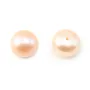 Perles de culture d'eau douce, semi-percée, saumon, bouton, 8-8.5mm x 2pcs