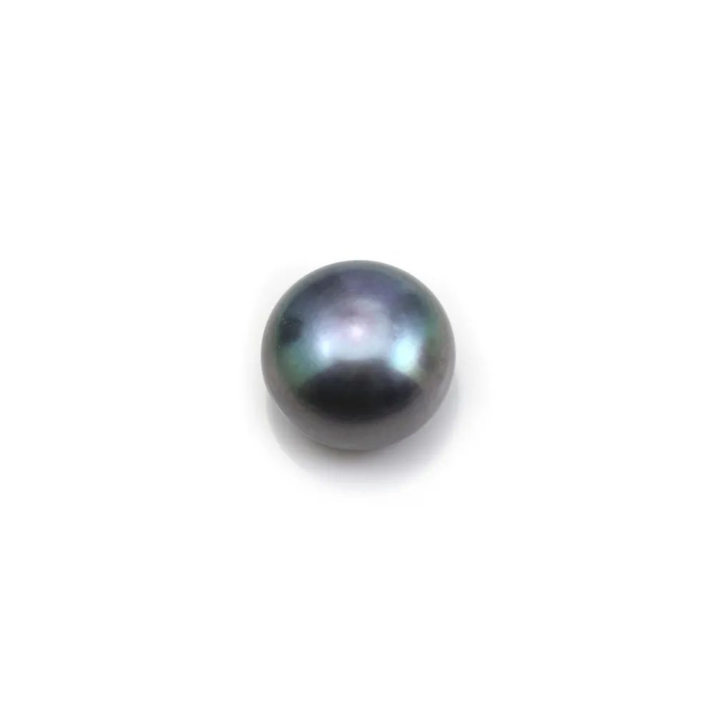 Perles de culture d'eau douce, semi-percée, bleu foncé, bouton, 9-9.5mm x 4pcs