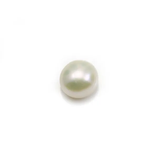 Pérolas cultivadas em água doce, semiperfurado, branco, botão, 7-7,5mm x 4pcs
