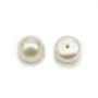 Perles d'eau douce blanche, semi-percée, de forme ronde plate, 7 - 7.5mm x 4pcs