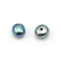 Perle de culture d'eau douce, semi-percée, bleue foncée, bouton, 5-05.5mm x 6pcs