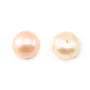 Perles de culture d'eau douce, semi-percée, saumon, bouton, 8.5-9mm x 2pcs