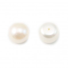 Pearl freshwater white round plat 8-9mm  demi tron 1.0mm  x 2pcs
