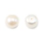 Pearl freshwater white round plat 8-9mm  demi tron 1.0mm  x 2pcs