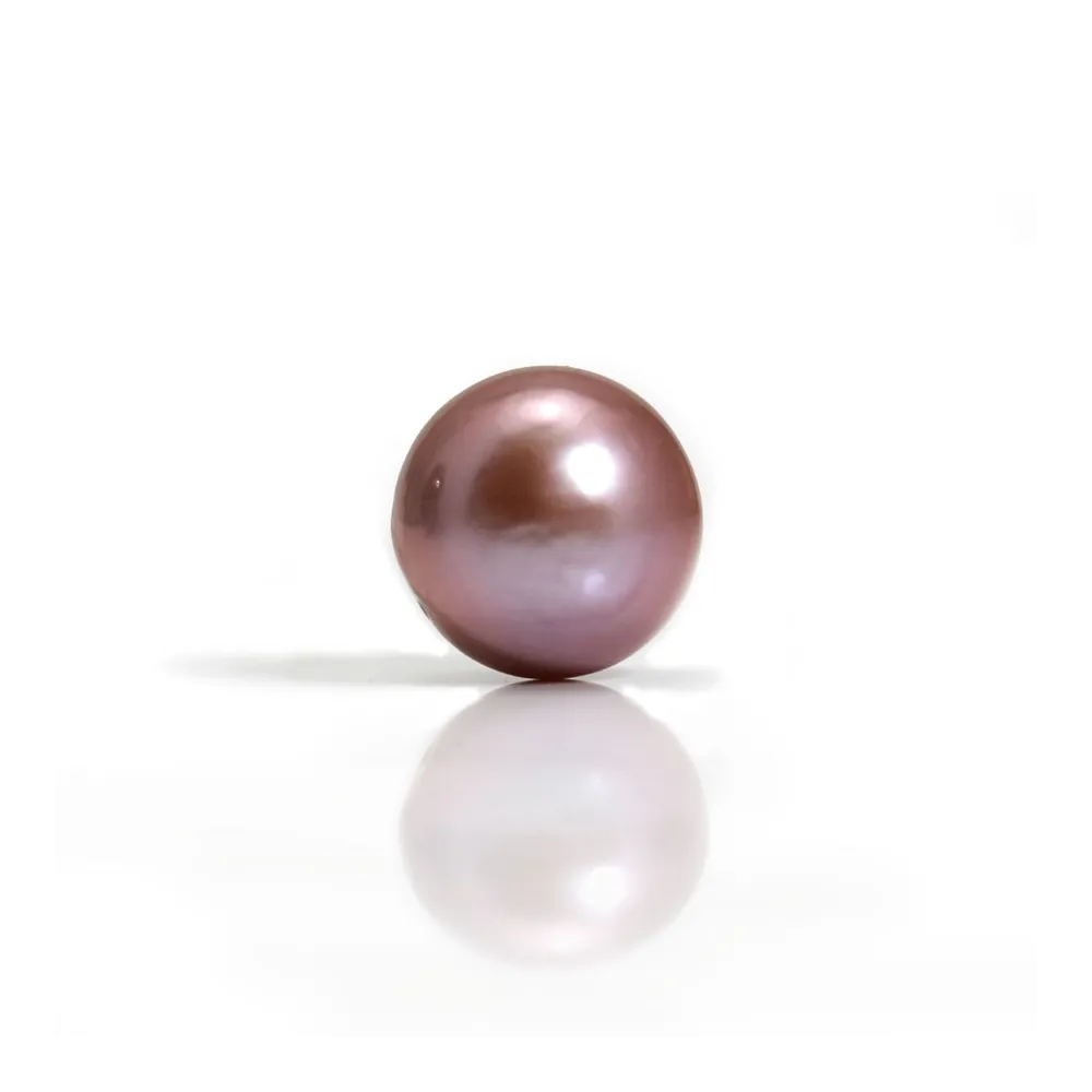 Perle de culture d'eau douce mauve ronde 12-13mm  semi-percée  x 1pc