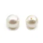 Perle de culture d'eau douce, semi-percée, blanche, ronde, 9-9.5mm x 1pc
