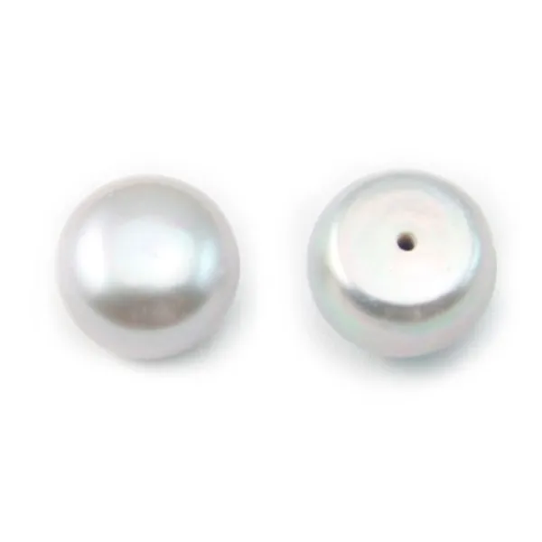Pearl freshwater Gray round plat 12-13mm  demi tron 1.0mm  x 1pc