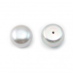 Pearl freshwater gray round plat 11-12mm  demi tron 1.0mm  x 1pc