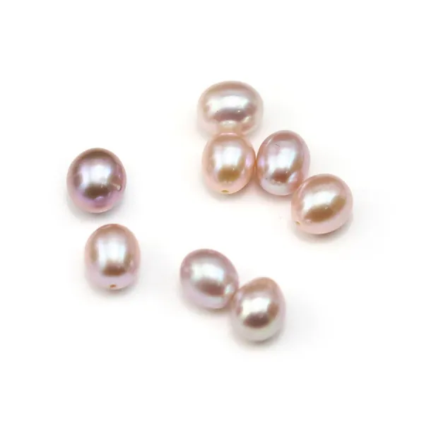 Perla cultivada de agua dulce, semiperforada, malva, oliva, 8-8,5mm x 1ud