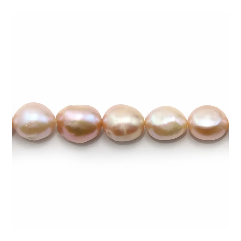 Perles d'eau Douce  baroque saumon 13-15mmx40cm