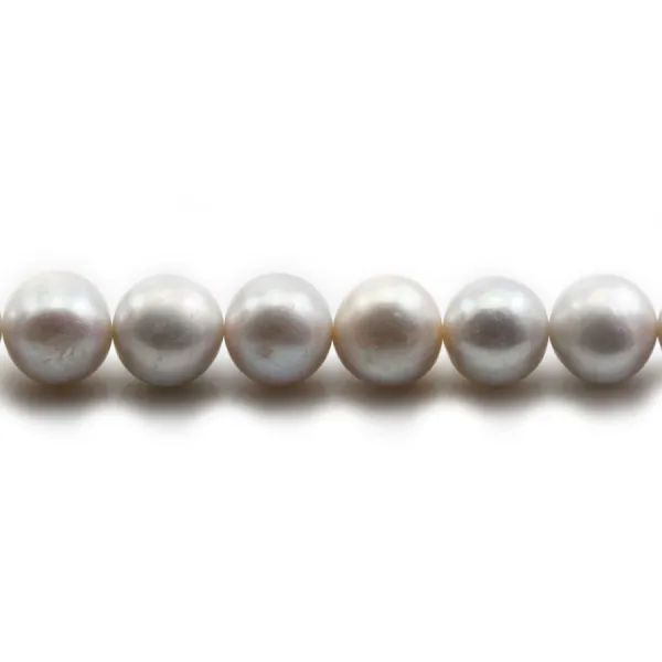 Perle de culture d'eau douce grise, semi-ronde, 9-10mm x 39cm