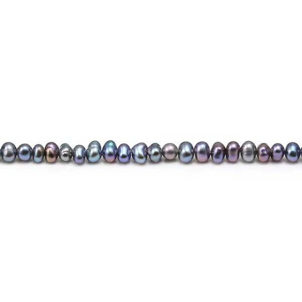 Perles de culture d'eau douce, bleu foncé, ovale/irrégulière, 2-3mm x 38cm