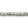 Perles de culture d'eau douce grise, de forme baroque, 5 - 6mm x 35cm