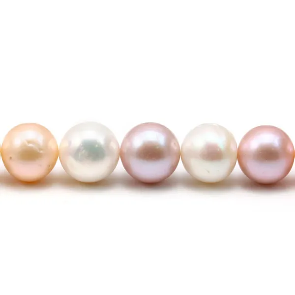 Perle d'eau douce multicolore, de forme ronde, et de taille 12-14mm x 40cm