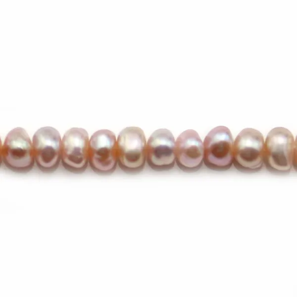 Perles de culture d'eau douce, saumon, ovale, 4-4.5mm x 40cm