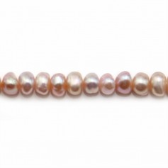 Pinkish oval freshwater pearls on thread 5-6mm x 40cm