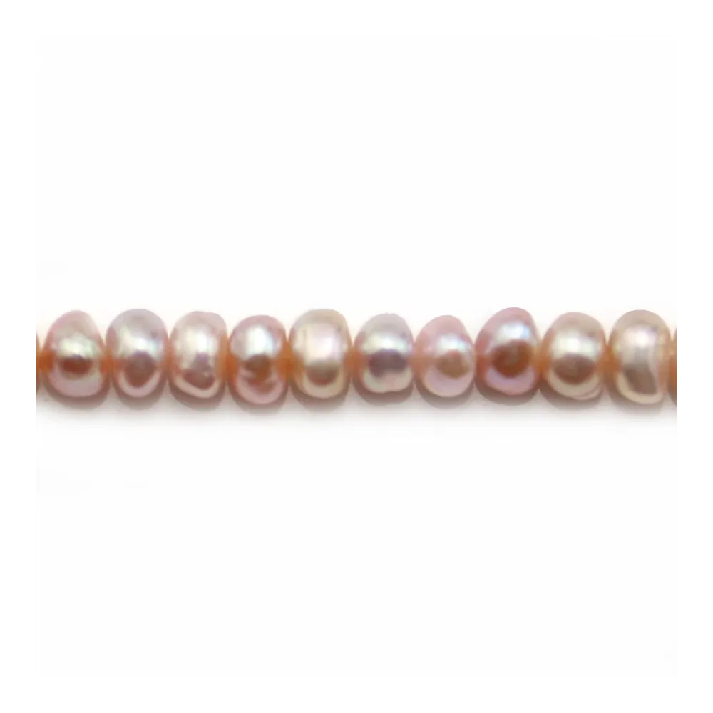 Perles de culture d'eau douce, saumon, ovale, 4-4.5mm x 40cm