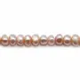Perles de culture d'eau douce, saumon, ovale, 4-4.5mm x 40cm