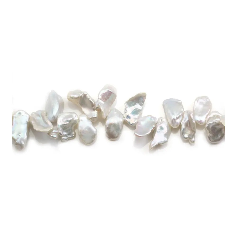 Perles de culture d'eau douce, blanche, keshi 8mm x 40cm