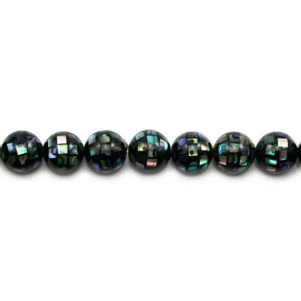 Nacre abalone en boule sur fil 8mm x 40cm