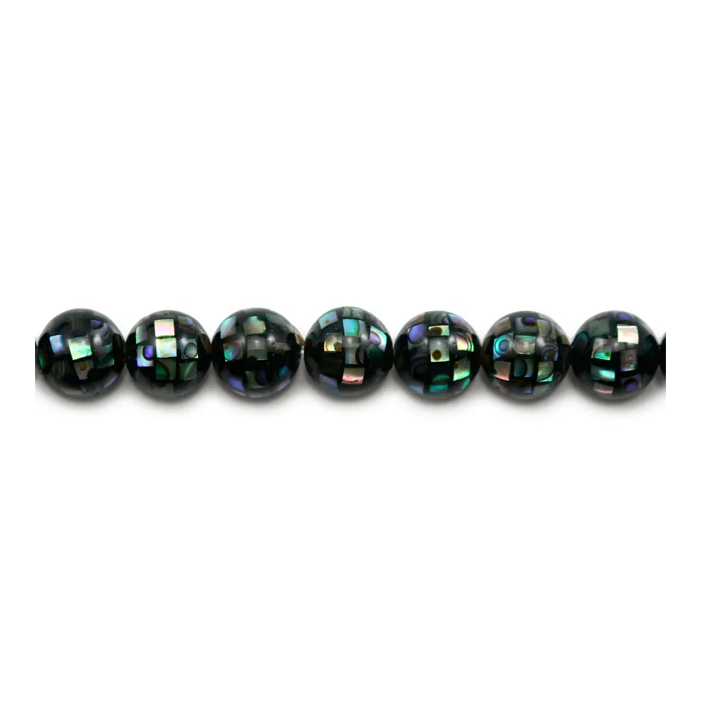 Nacre abalone en boule sur fil 8mm x 40cm