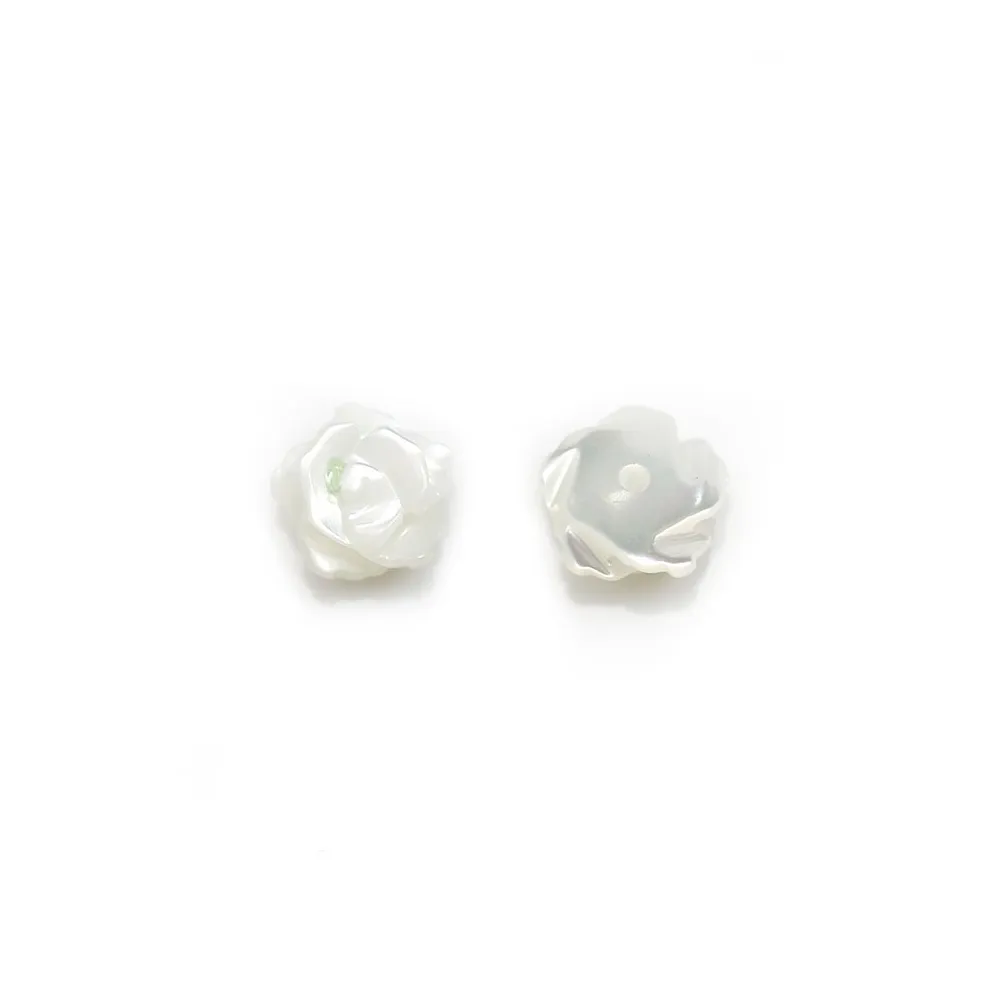 Nacre blanche en rose semi-percée 6mm x 2pcs