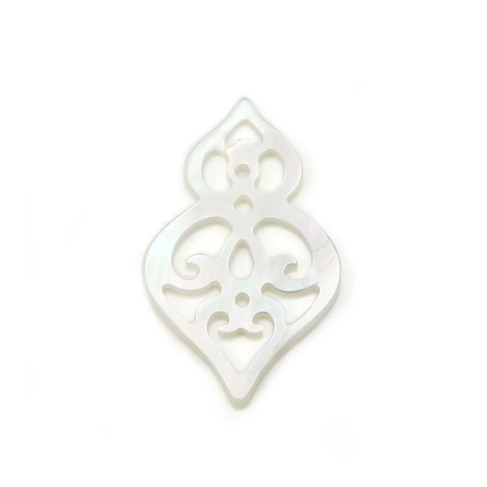 Nacre grise gourde ajourée 16x26mm x 1pc