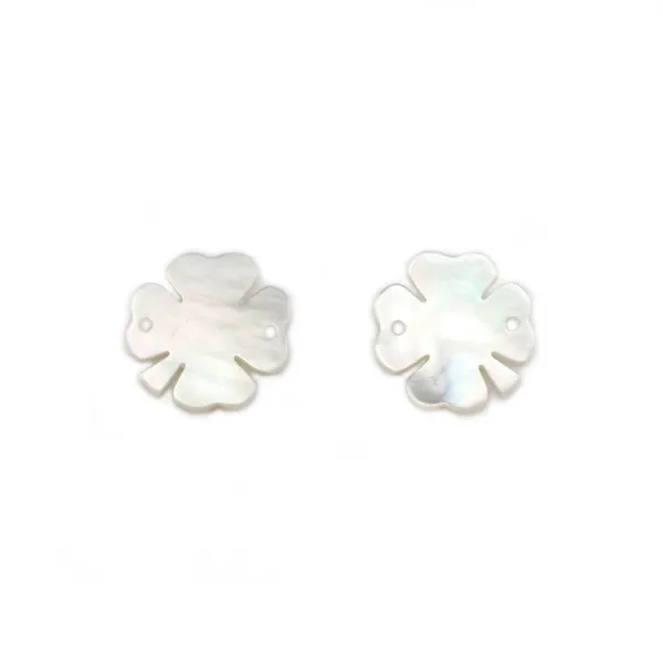 Nacre blanche en forme de trèfle à 4 feuilles 13mm x 1pc
