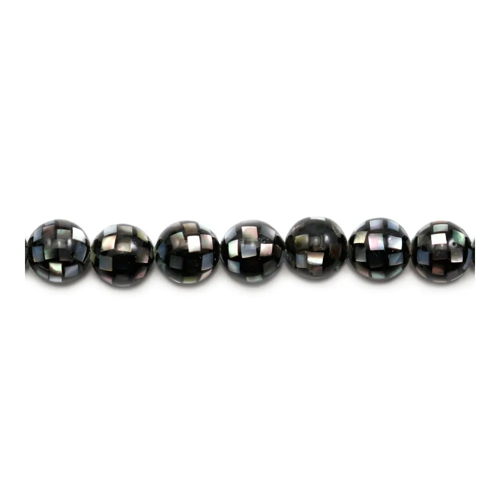 Nacre grise en boule sur fil 8mm x 40cm