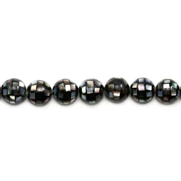 Nacre grise en boule sur fil 8mm x 40cm