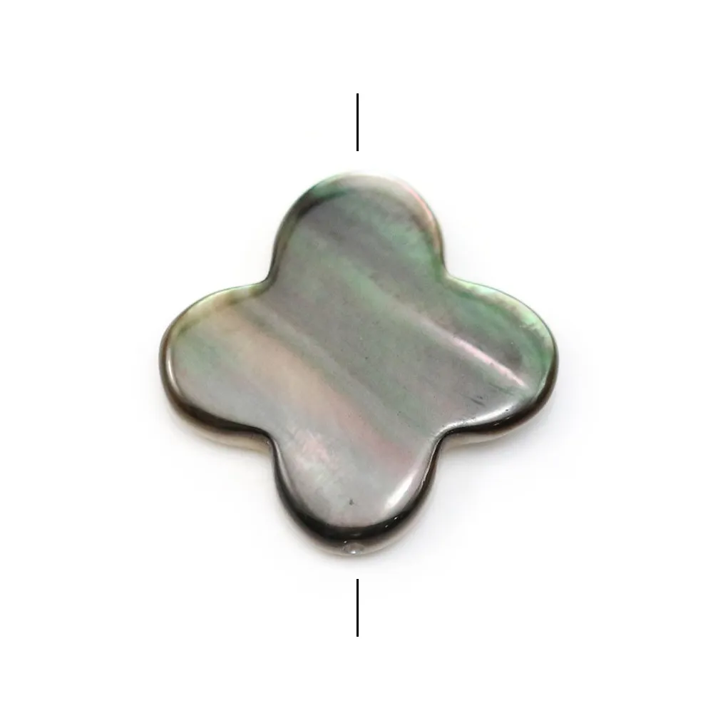 Nacre grise en forme de trèfle 18mm x 1pc