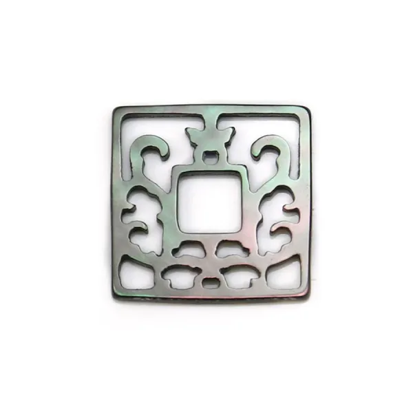 Nacre blanche carrée ajourée 18mm x 1pc