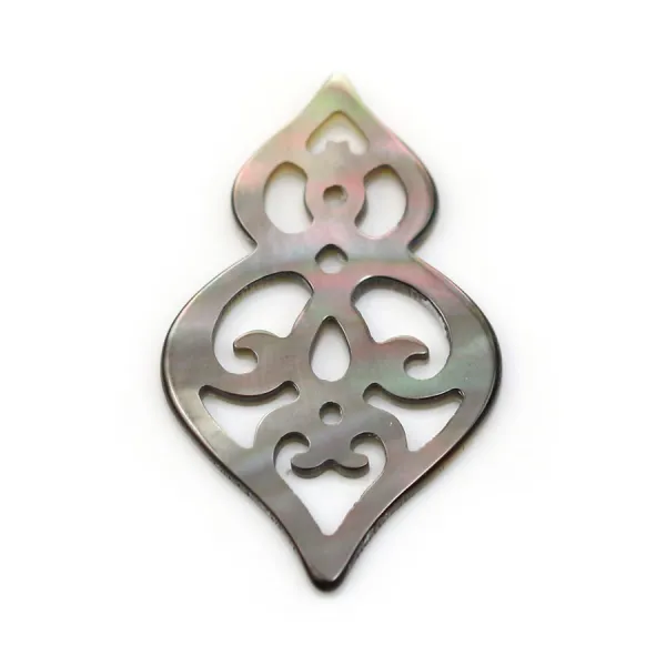 Nacre grise gourde ajourée 16x26mm x 1pc