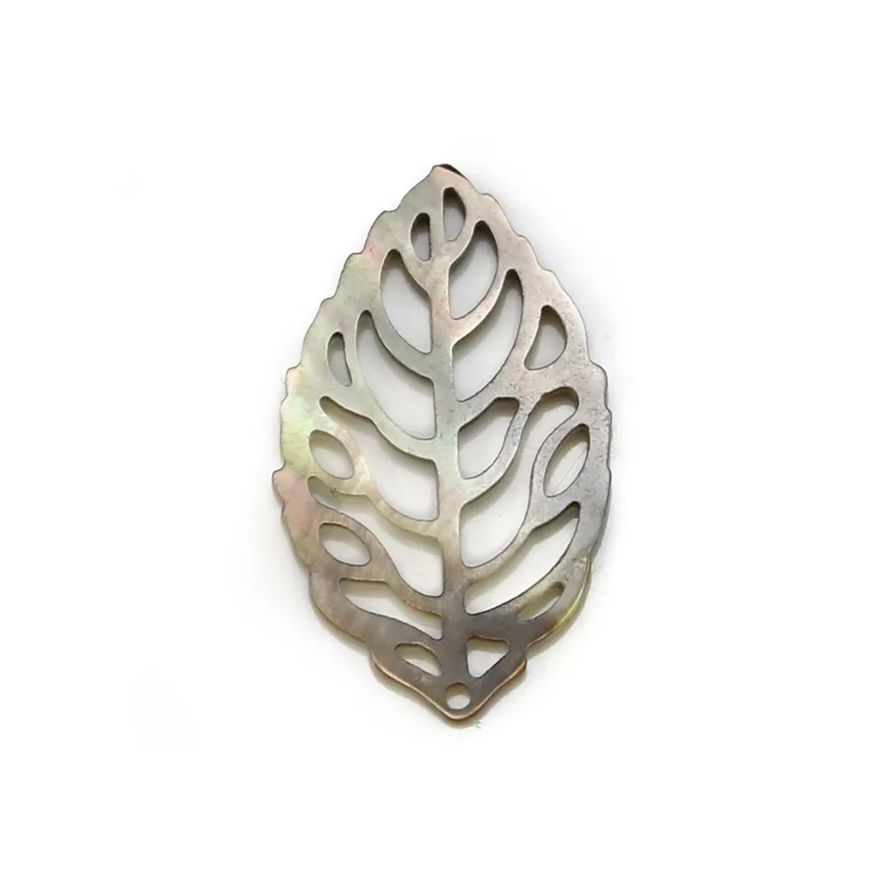 Nacre grise gourde ajourée 16x26mm x 1pc