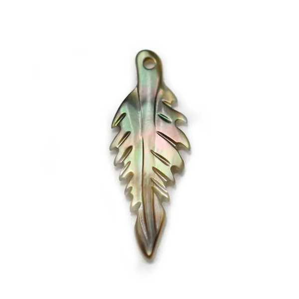 Nacre de couleur grise, en forme de feuille, 8 * 20mm x 1pc