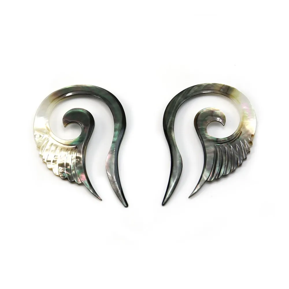 Nacre grise coeur 26x48mm x 2pcs