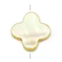 Nacre Jaune or en Forme de Trèfle 18 mm x 1pc