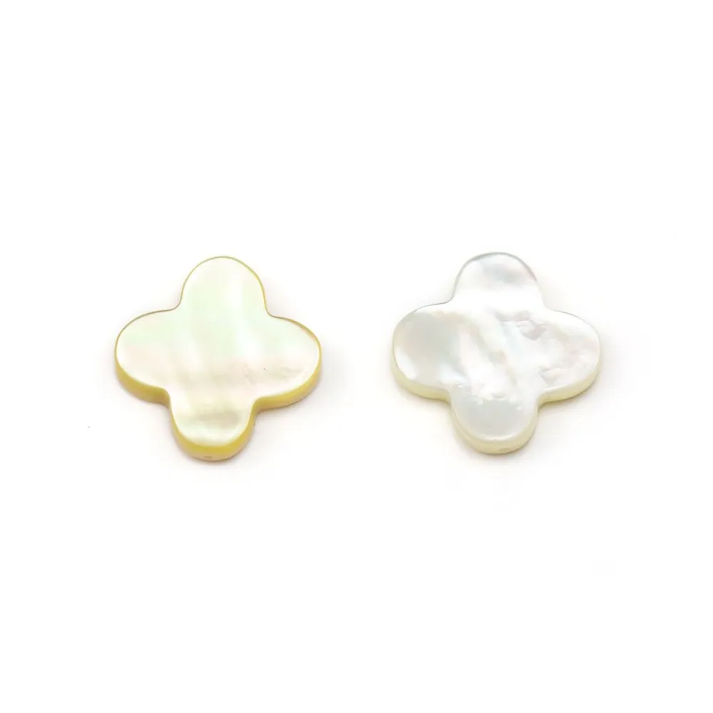 Nacre Jaune or en Forme de Trèfle 18 mm x 1pc