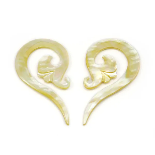 Nacre blanche coeur 26x48mm x 2pcs