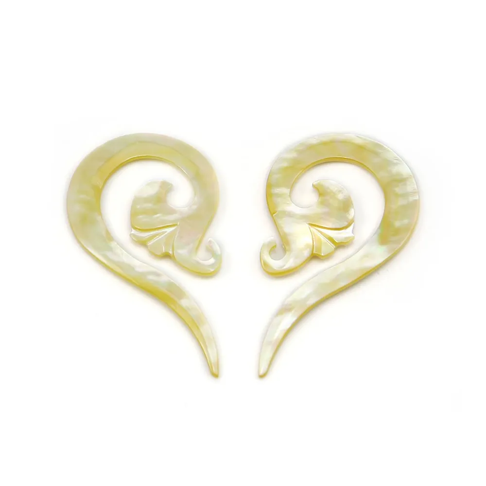 Nacre blanche coeur 26x48mm x 2pcs