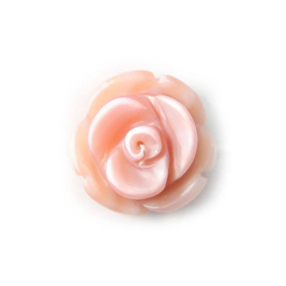 Nacre rose en forme de rose 10mm x 1pc