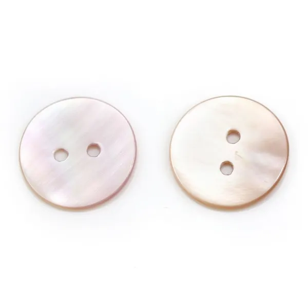 Pink mother-of-pearl round button 2x20mm x 1pc