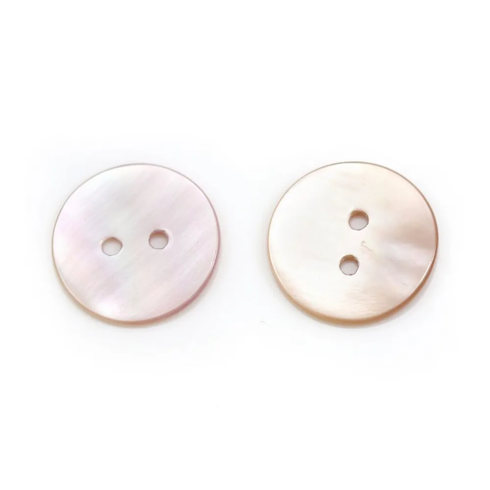 Nacre rose en forme de  bouton rond 2x20mm x 1pc