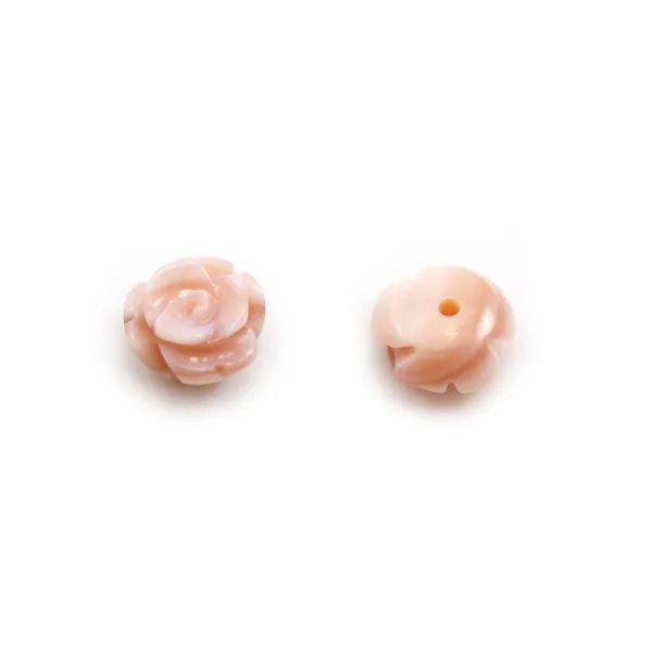 Natural rose shell ''Flower''Semi-perforated  8mm x 1pc