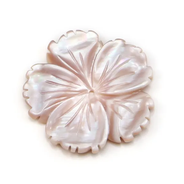 Nacre blanche en fleur de 5 feuilles 28mm x 1pc