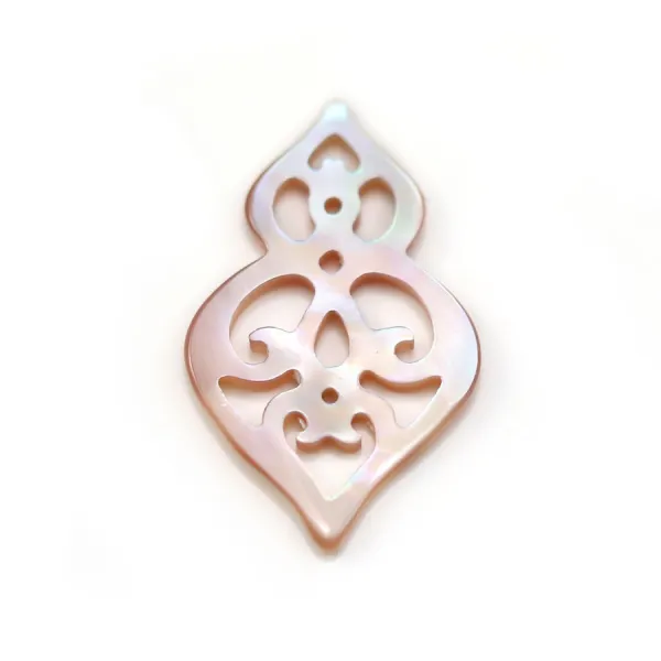 Nacre blanche gourde ajourée 16x26mm x 1pc